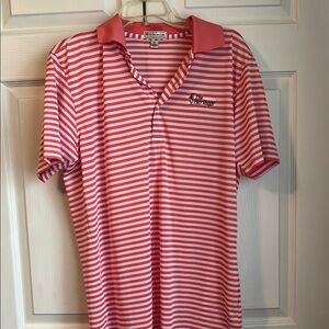 Peter Millar Pink Striped Polo Shirt